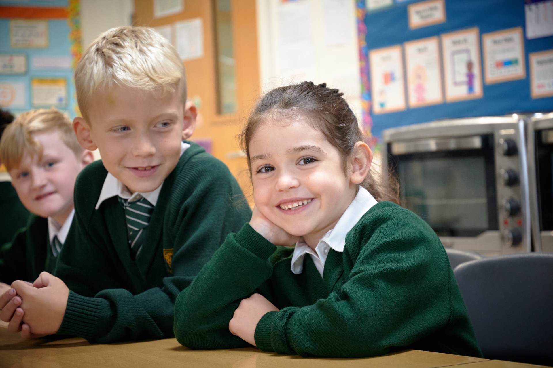 Pupils outside Banstead Community Junior School